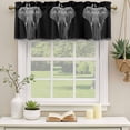thumbnail image 2 of Elephant Bird Curtain Valances for Windows, Kitchen Valance Window Treatments Panel 2 Pack, Modern Pastoral Animal Black Grey Rod Pocket Short Curtains for Bathroom Bedroom 42 x 12 Inch, 2 of 8