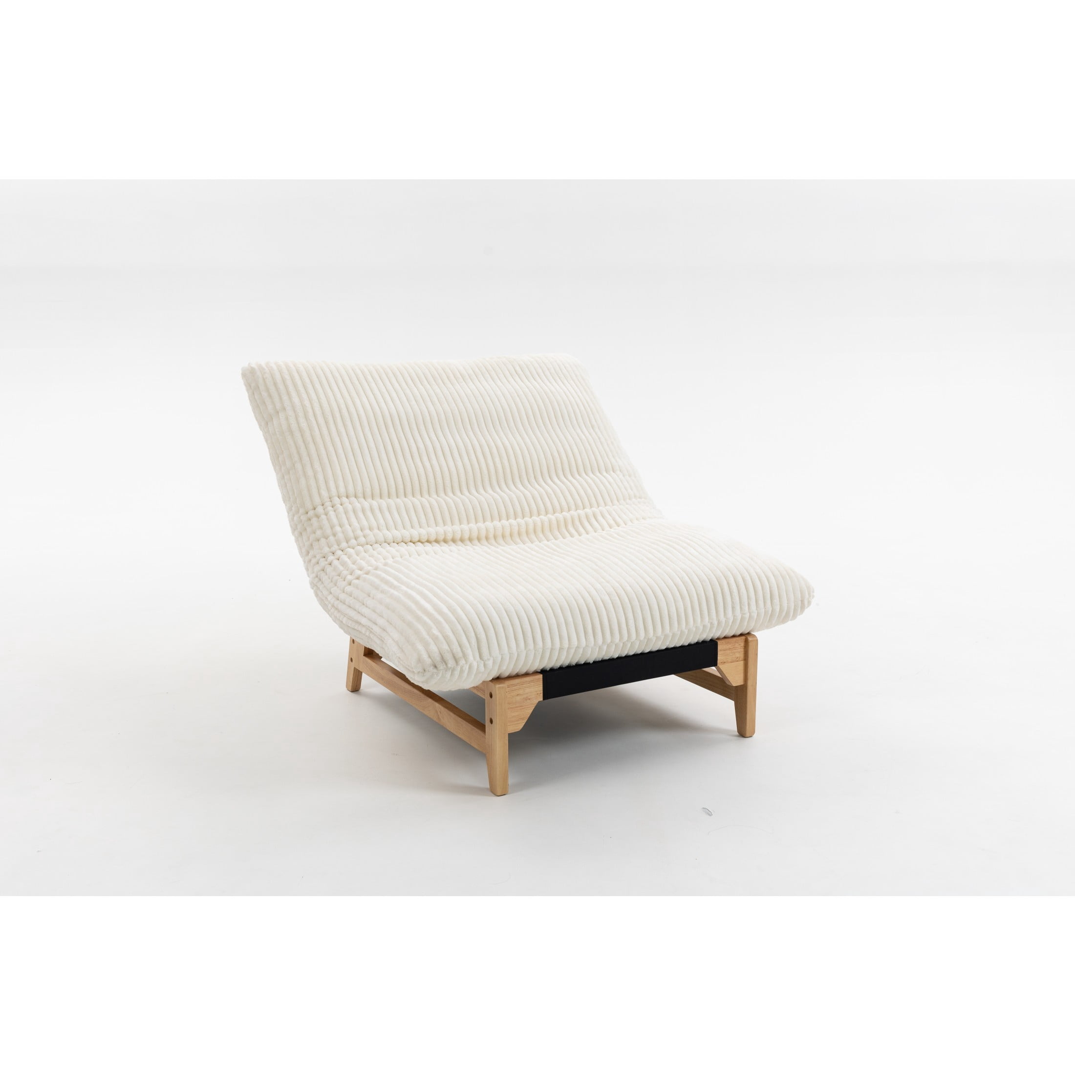 GDF Studio Floren Corduroy Bean Bag Accent Chair with Solid Wood Frame, Lazy Sofa for Living Room, Antique White