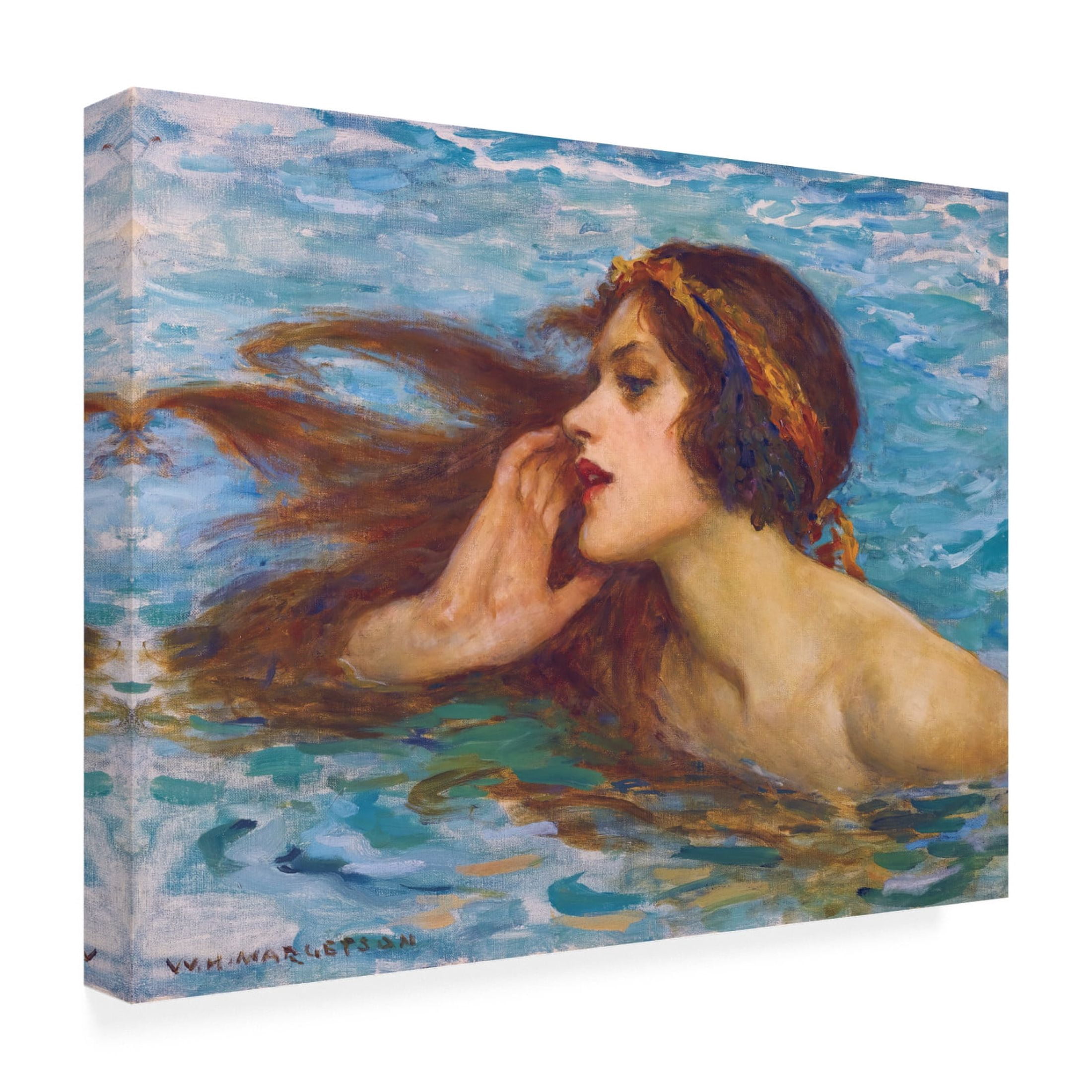Canvas Wall Art - Vintage Lavoie 'A Little Sea Maiden William Henry Margetson' Wall Art for Living Room, Bedroom, or Office Décor by Trademark Fine Art - 19 x 14 Inches