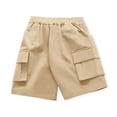 thumbnail image 5 of Hessimy Toddler Boy Shorts Boys Cotton Shorts Soft Casual Elastic Waist with Pockets Drawstring Kids Summer Clothes(Khaki,9-10 Years), 5 of 5