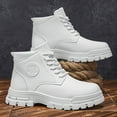 thumbnail image 6 of Men's White Boots - Mid-Calf Height Chunky Sole Rugged Traction Tread, Lace-Up Round Toe Winter & Autumn Boots for,M Casual & Casual Attire - Comfortable Durable Boots for Men with Cushioned Insole, 6 of 10