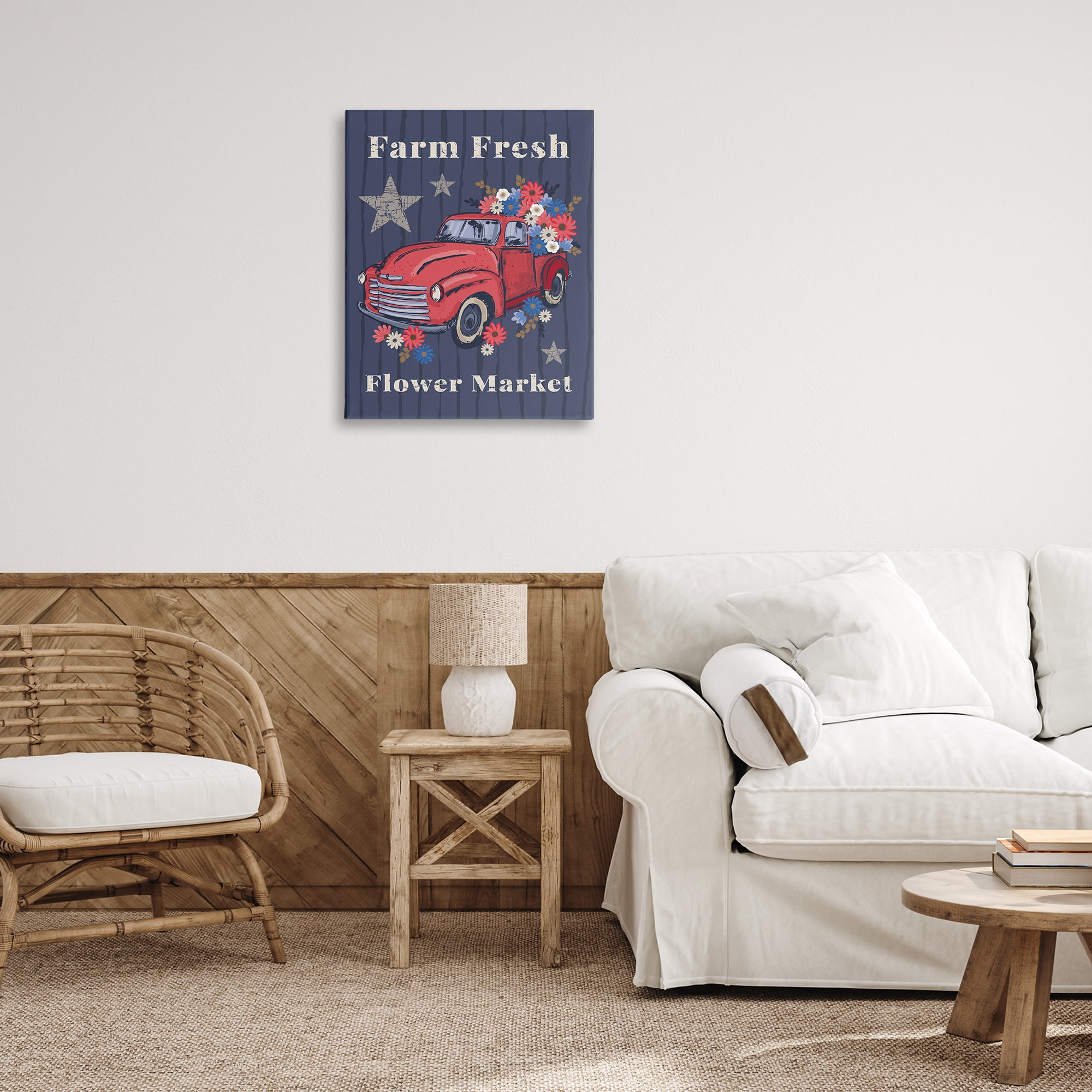 Stupell Industries Farm Fresh Patriotic Market Patriotic Painting Wrapped Canvas Art Print Wall Art, 24 x 30