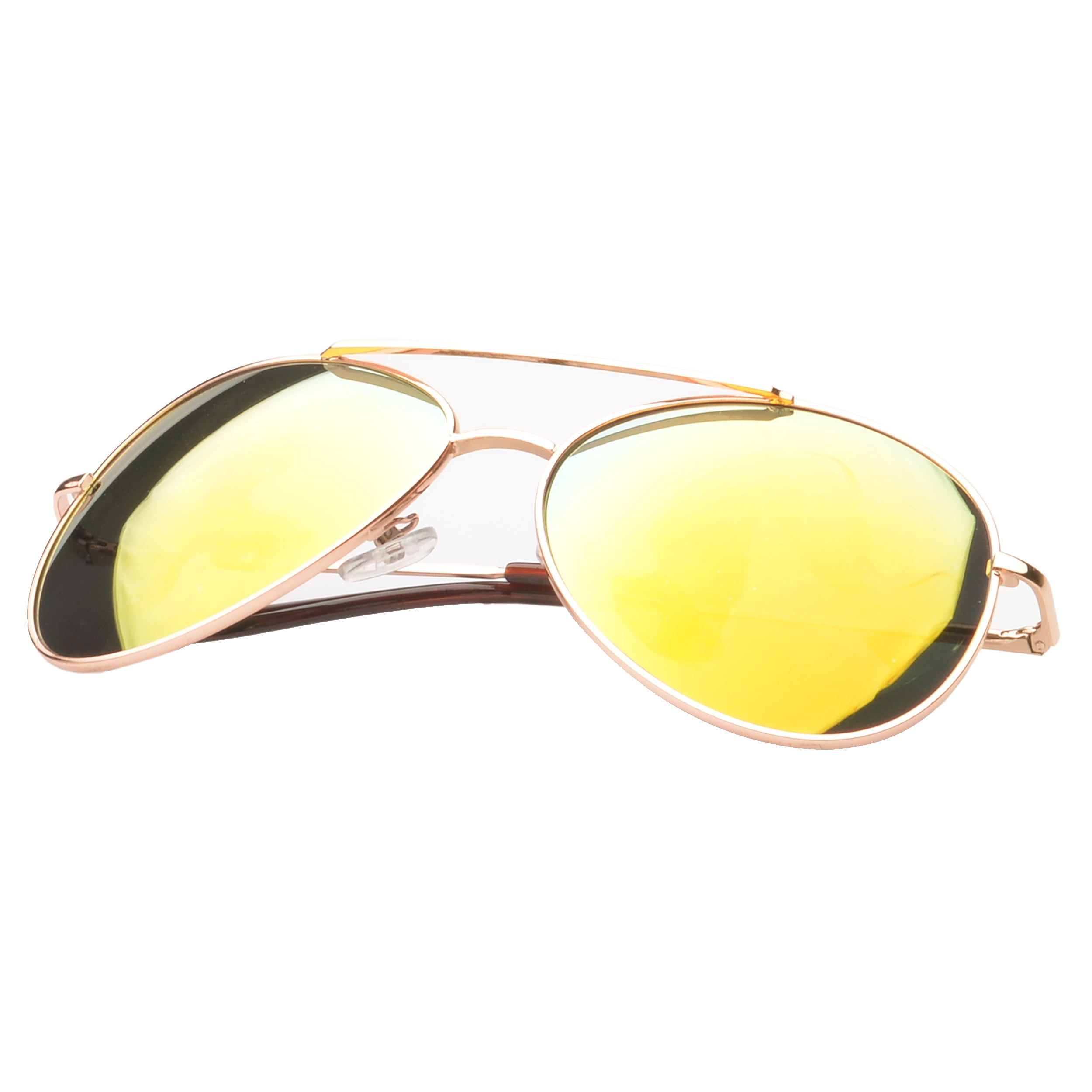 MLC Eyewear ® Berkeley Aviator Fashion Sunglasses in Gold Frame Orange Lenses