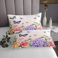 thumbnail image 3 of Colorful Butterfly King Bedspread Purple Hydrangea Quilt Set Romantic Themed Coverlet Set Rustic Farm Floral Bed Set Teen Dreamy Butterfly Bedding, 3 of 5