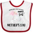 thumbnail image 3 of Inktastic Happy 1st Mother's Day with Cute Elephant and Umbrella Boys or Girls Baby Bib, 3 of 4