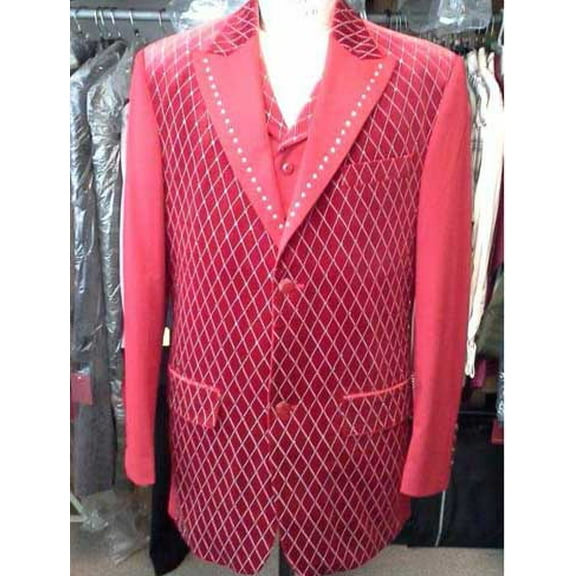Men's Red Fashion Suit & Tuxedo looking Peak Lapel - Red Tuxedo