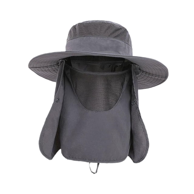 Sombrero para el portátil para exteriores con protección facial para deportes al libre, jardinería y acampada. Gris oscuro