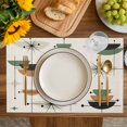thumbnail image 4 of Navy Bohemian Placemats Set of 8, Geometric Abstract Stripes Vintage Beige Placemats for Dining Table, Place Mats for Kitchen Tabletop, Waterproof Wipeable Dining Table Mats Set, 4 of 9