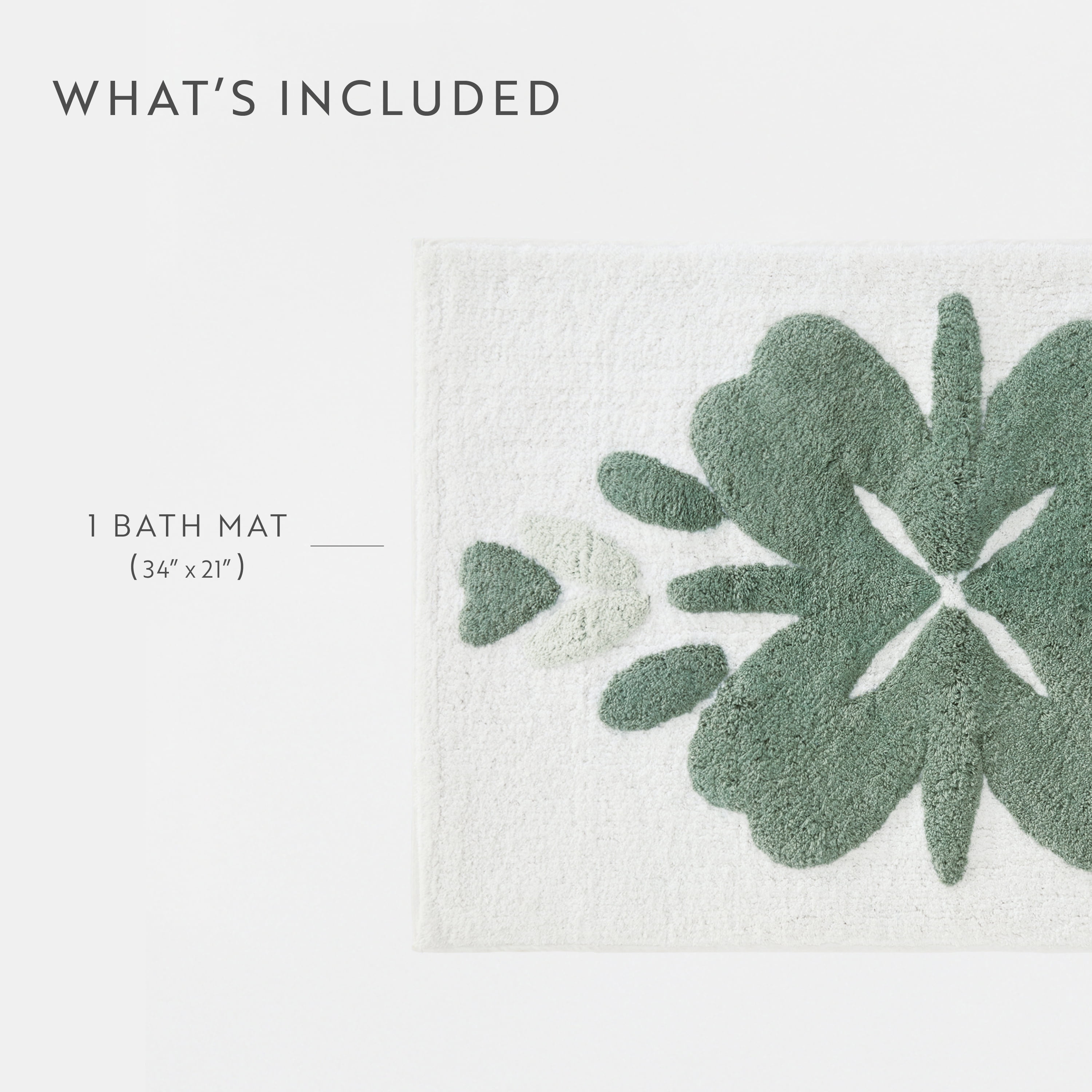 100% Cotton Floral Patterned Bath Mat by Comfort Canopy, Sage Flower, 34" x 21"