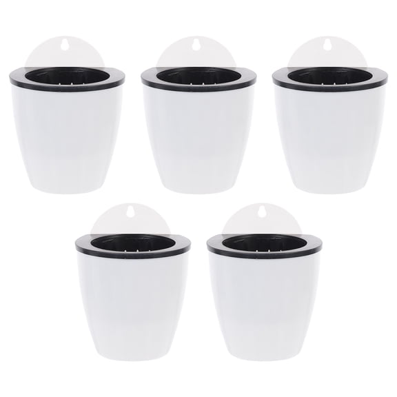 NICEXMAS 5-Pack White Self-Watering with Removable Inner Pots for Indoor and Outdoor Gardening