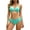 Green, variant on QURATI Swimwear Neck Tie Front Bikini Set: Adjustable Side Tie Bottoms Flattering Two Piece Swimwear Black L
