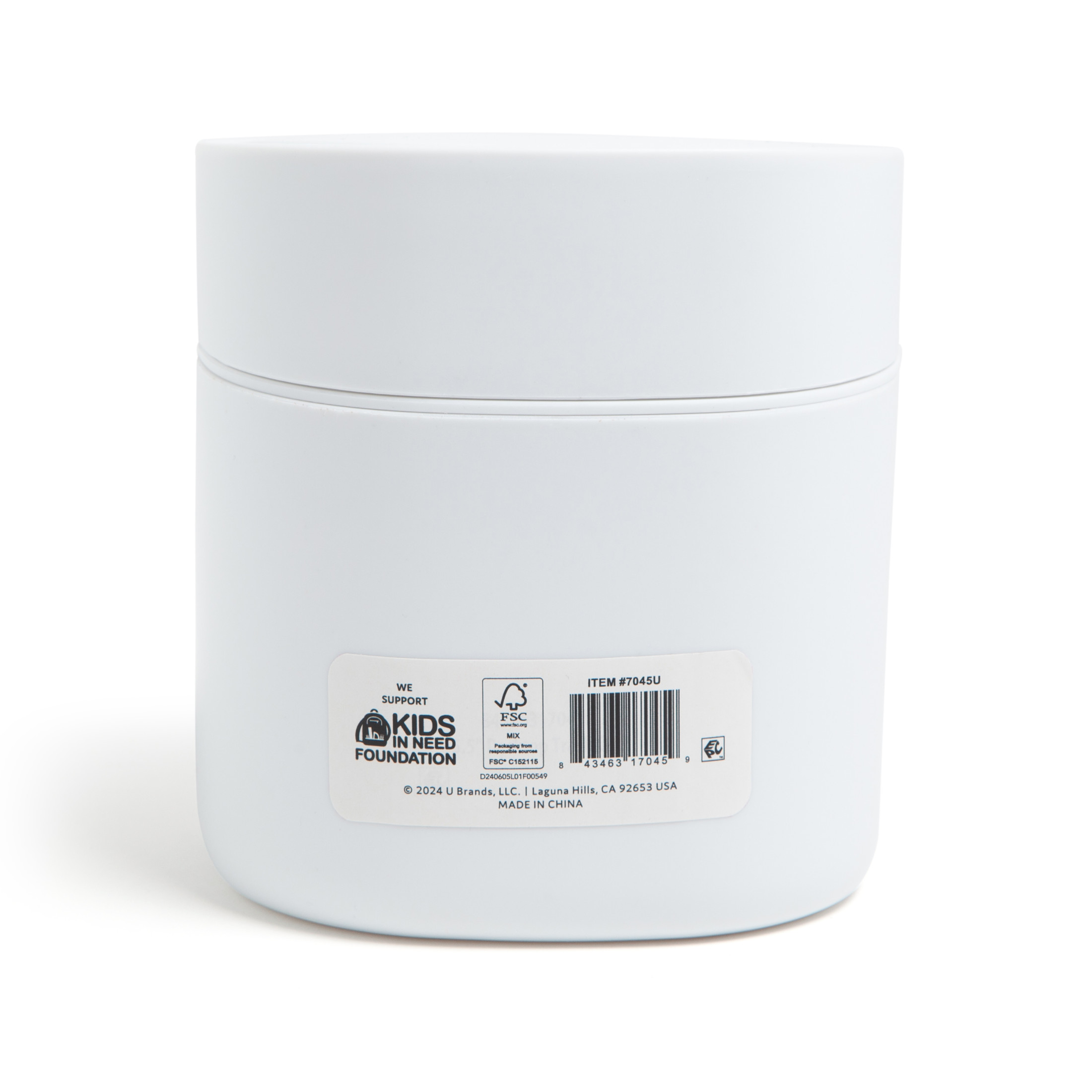 U&nbsp;Brands&nbsp;Desktop Mini Trash Can, Wastebasket, Indoor, Office,&nbsp;5.9 x 5.3 x 5.3 in., White, 1 Each