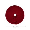 thumbnail image 3 of 24" Burgundy Red Christmas Tree Skirt, Mini Maroon Knit Table Top Skirt for Small Trees, Vintage Farmhouse Xmas Valentines Tree Decorations, 3 of 6