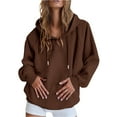 thumbnail image 3 of Tittly Sweatshirt Hoodies for Women, Hoodies Women, Solid Hoodie Women, Womens Oversized Hoodies, Comfort Colors Sweatshirt Brown 5XL, 3 of 9