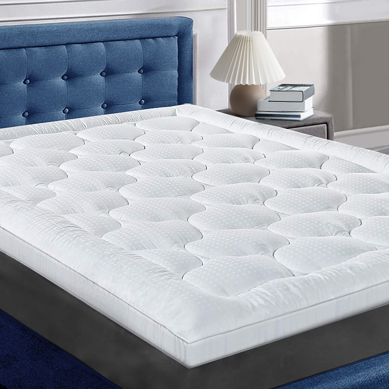 Details about   Cooling Mattress Pad Cotton Pillowtop Overfilled Snow Down Alternative Fit Deep 