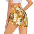 thumbnail image 3 of Vsdgher White Floral and Butterflies Print Women's Running Double Layer Shorts High Waisted with Pockets Elastic Yoga Workout Athletic Gym Sports, 3 of 8