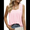 thumbnail image 3 of Camiseta Sin Mangas con Cuello Cuadrado y Volantes para Mujer, Camiseta Sin Mangas A Rayas, Informal, Holgada, de Verano Rosa M, 3 of 9
