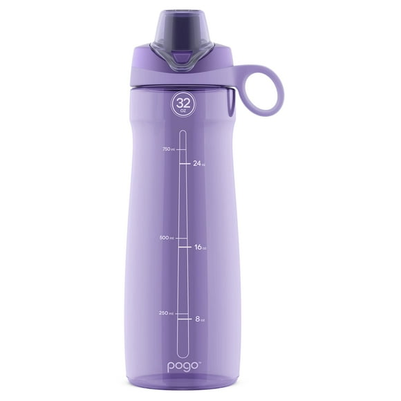 Pogo Bouteille d'Eau en Plastique avec Couvercle à Goulée et Poignée de Transport Réutilisable Sans BPA Va au Lave-Vaisselle Parfaite pour les Voyages et le gym Lilas 32oz