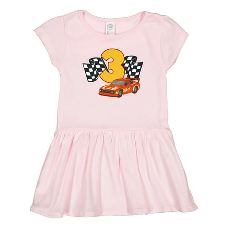 

Inktastic Number Three Race Car Gift Toddler Girl Dress