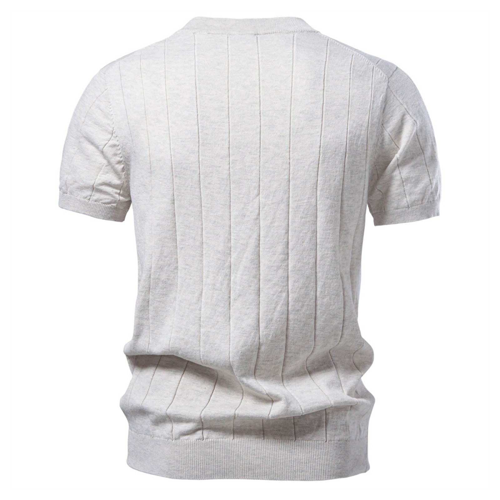 Rhuody Mne'S T Shirts Adult Referee Shirt V Neck Striped Sweatshirt Short Sleeved Top Retro Clothing Beige L