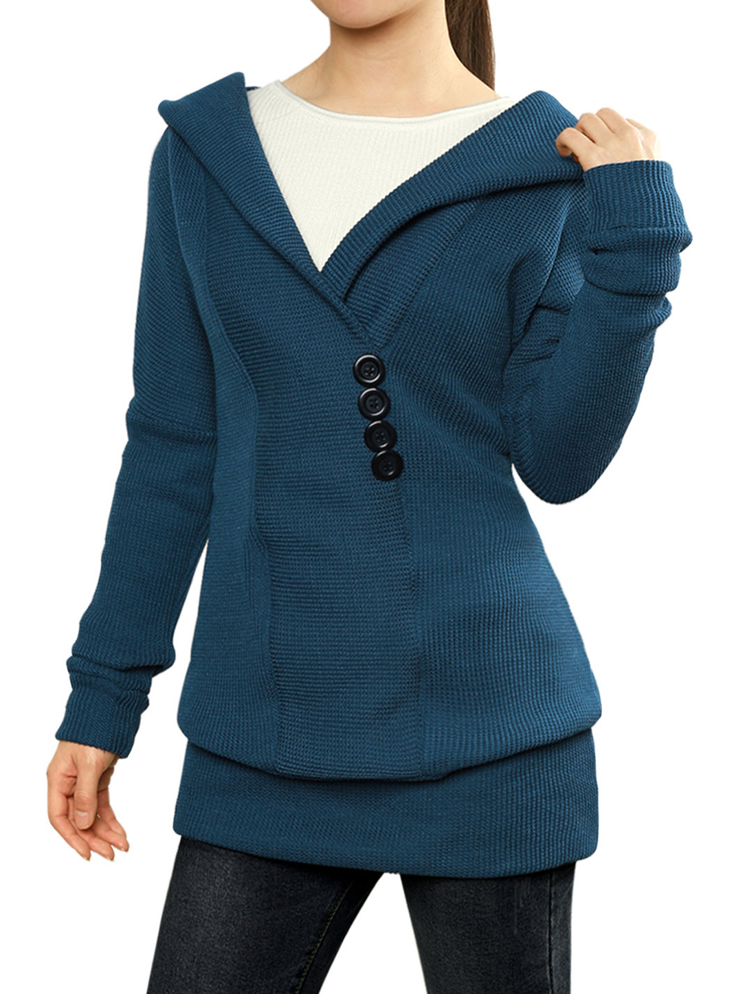 Allegra K Women's Shawl Collar Jumper 