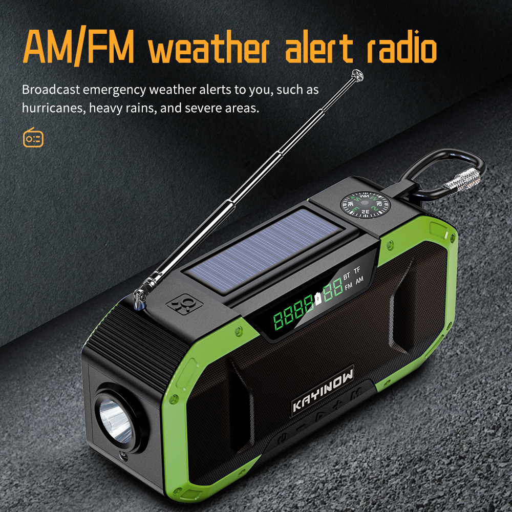 Emergency Weather Radio Portable Power Bank with Solar Charging,