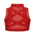 thumbnail image 2 of Sxiwei Kids Girls Dance Tank Crop Top Sleeveless Mock Neck Criss Cross Back Sport Bra Red 10, 2 of 7