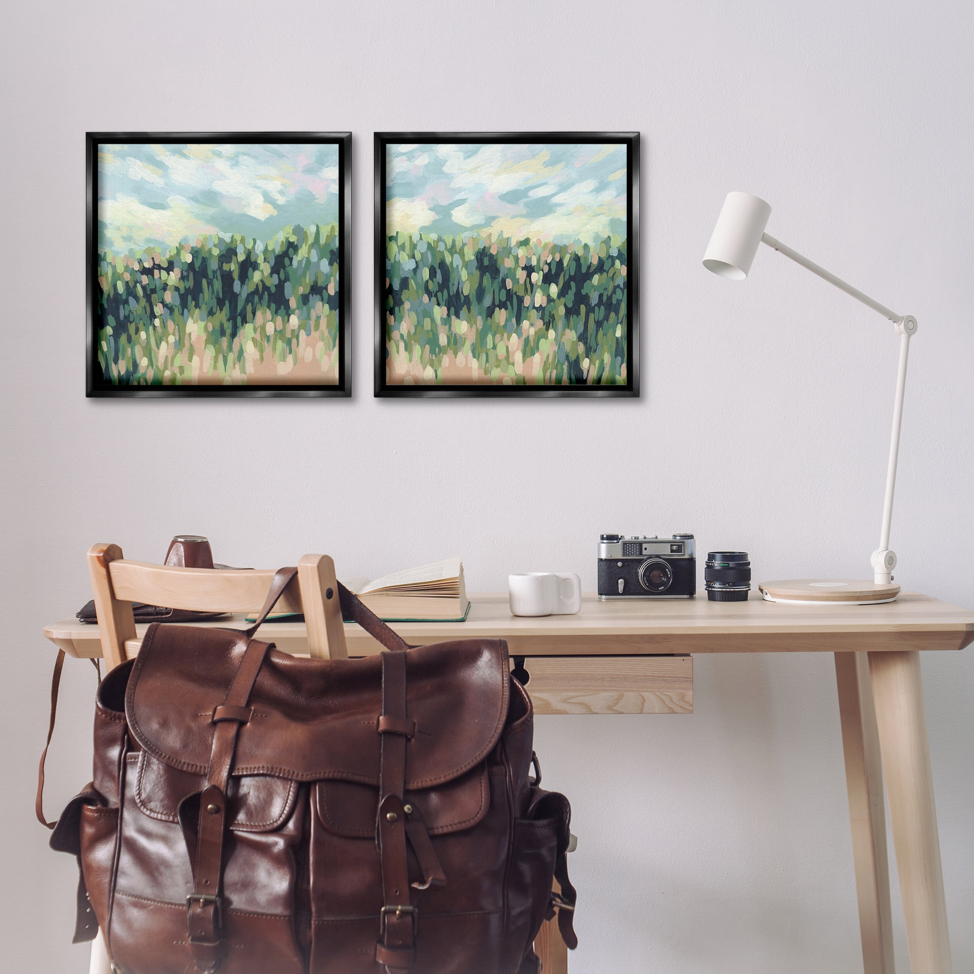 Stupell Industries Abstract Tall Wheat Grass Field Landscape & Nature Painting Black Floater Framed Canvas Art Print Wall Art, 18 x 18, Set of 2
