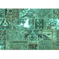 thumbnail image 1 of Ahgly Company Machine Washable Indoor Rectangle Patchwork Turquoise Blue Transitional Area Rugs, 5' x 7', 1 of 4