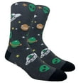 thumbnail image 2 of Couver Mens Cotton Novelty Crew Dress Socks with Cute Cartoon Design- Cartoon / Invading My Space, 10-13, 1 Pair, 2 of 7