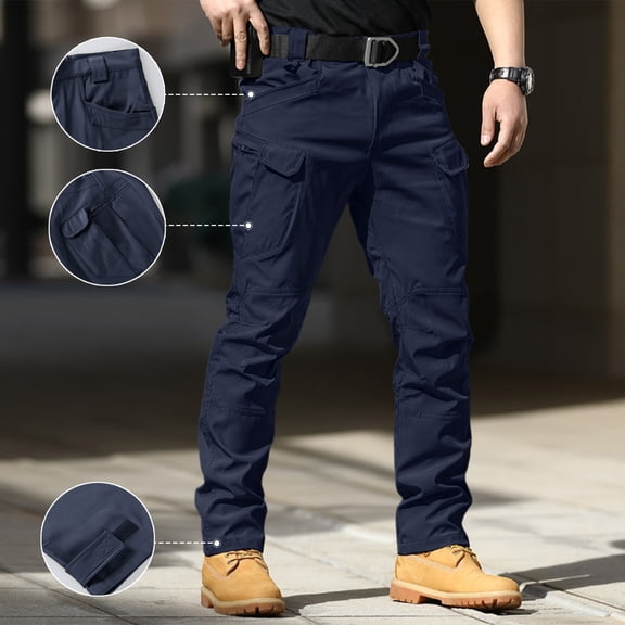 Resicozy Work Pants for Men 2026 Stretch Tactical Hiking Cargo Pant with Multi Pockets Casual Fashion Blue L