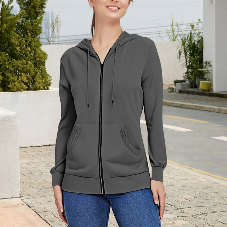ZSQDM Athletic Zip Up Hoodie Oversized Sweatshirts For Women