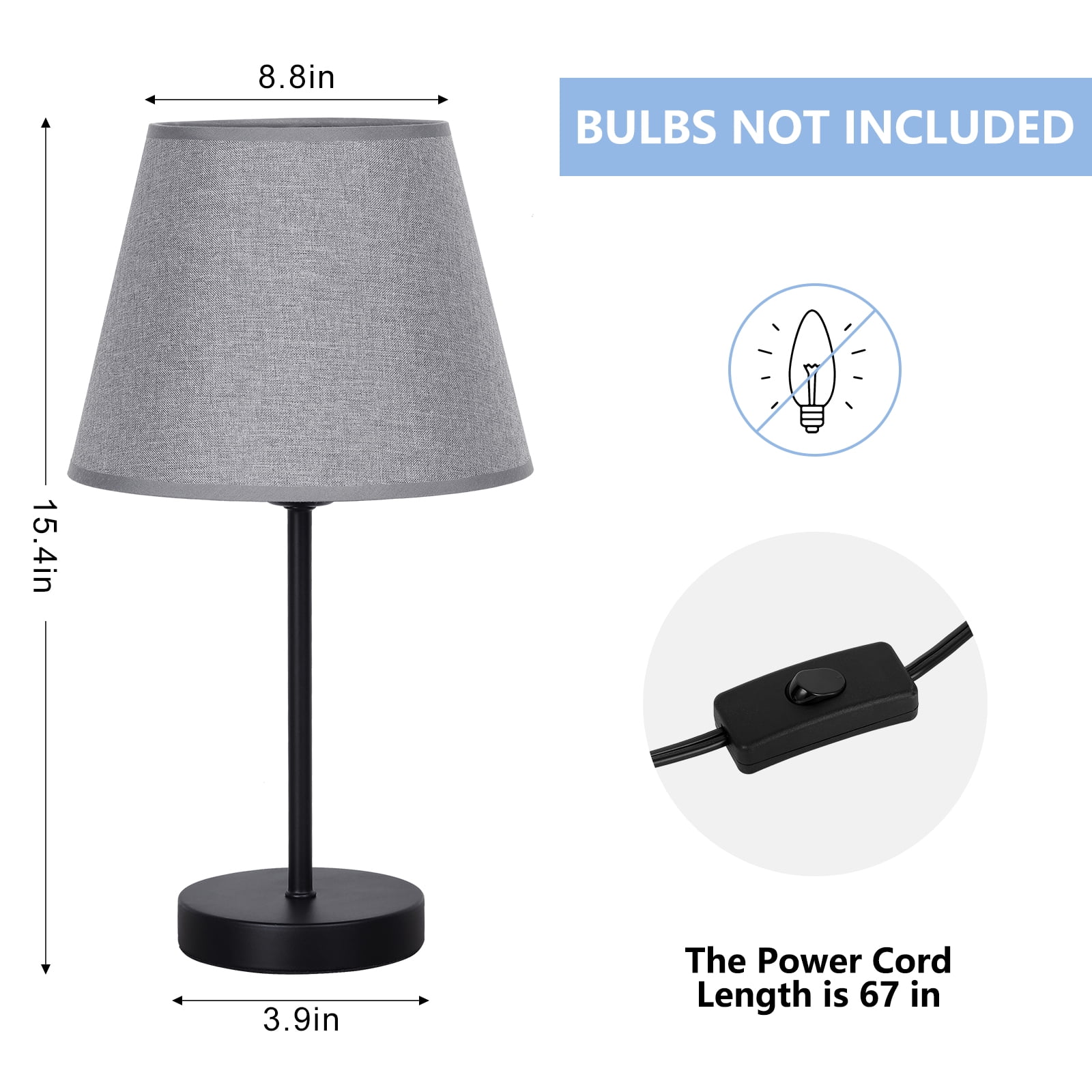 2 Pcs Small Table Lamps Vintage Bedside Nightstand Lamps for Bedroom