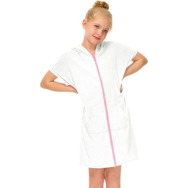 Girls Dresses Kid'S Zip Up Terrys Hooded Coverups Swim Beach Cover Up