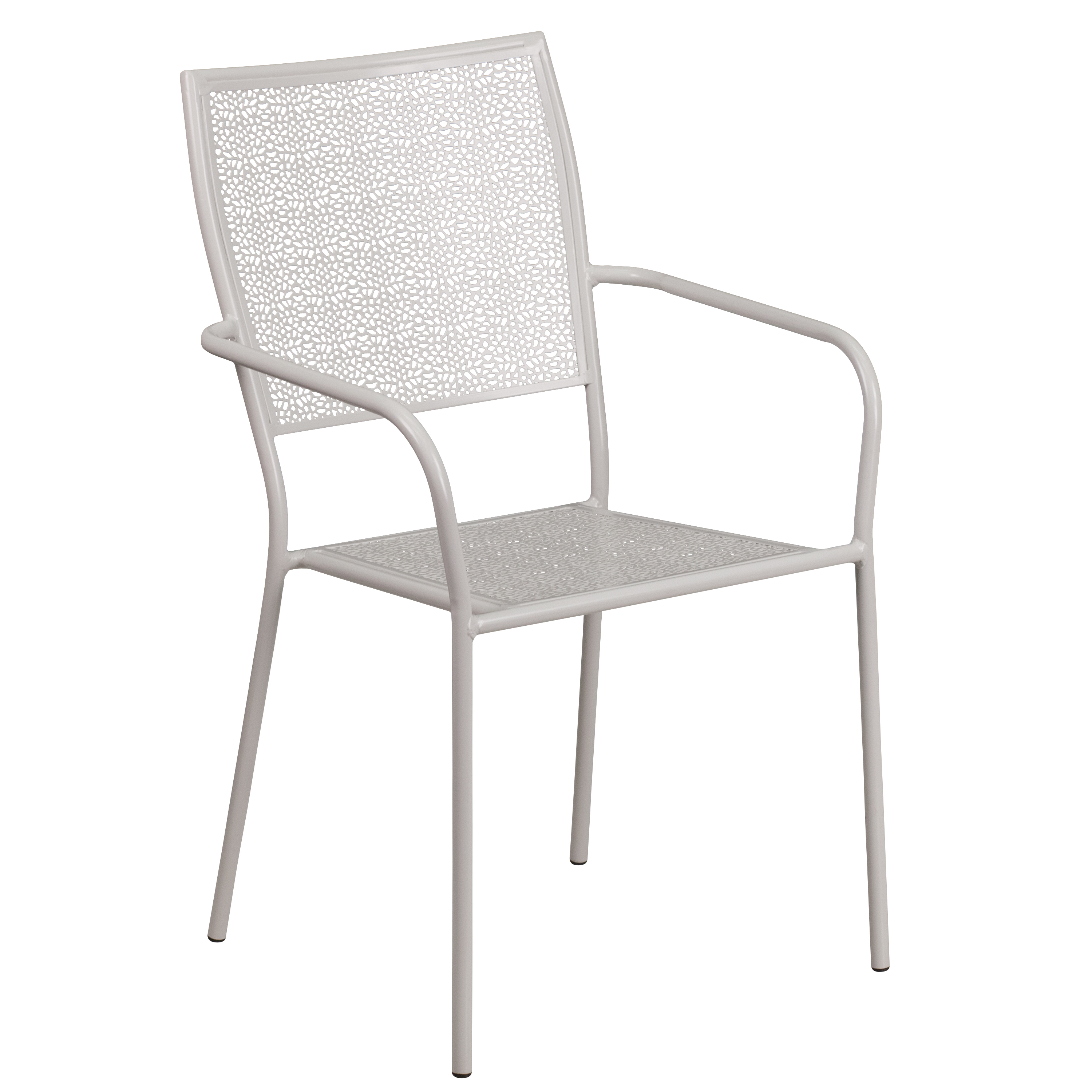 Flash Furniture Oia Commercial Grade 35.5" Square Light Gray Indoor-Outdoor Steel Patio Table Set with 4 Square Back Chairs - image 5 of 5