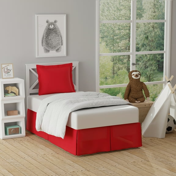 Monster Blocker "Keep The Monsters Away" 15" Drop Length Kids Bed Skirt, Twin, Rambunctious Red