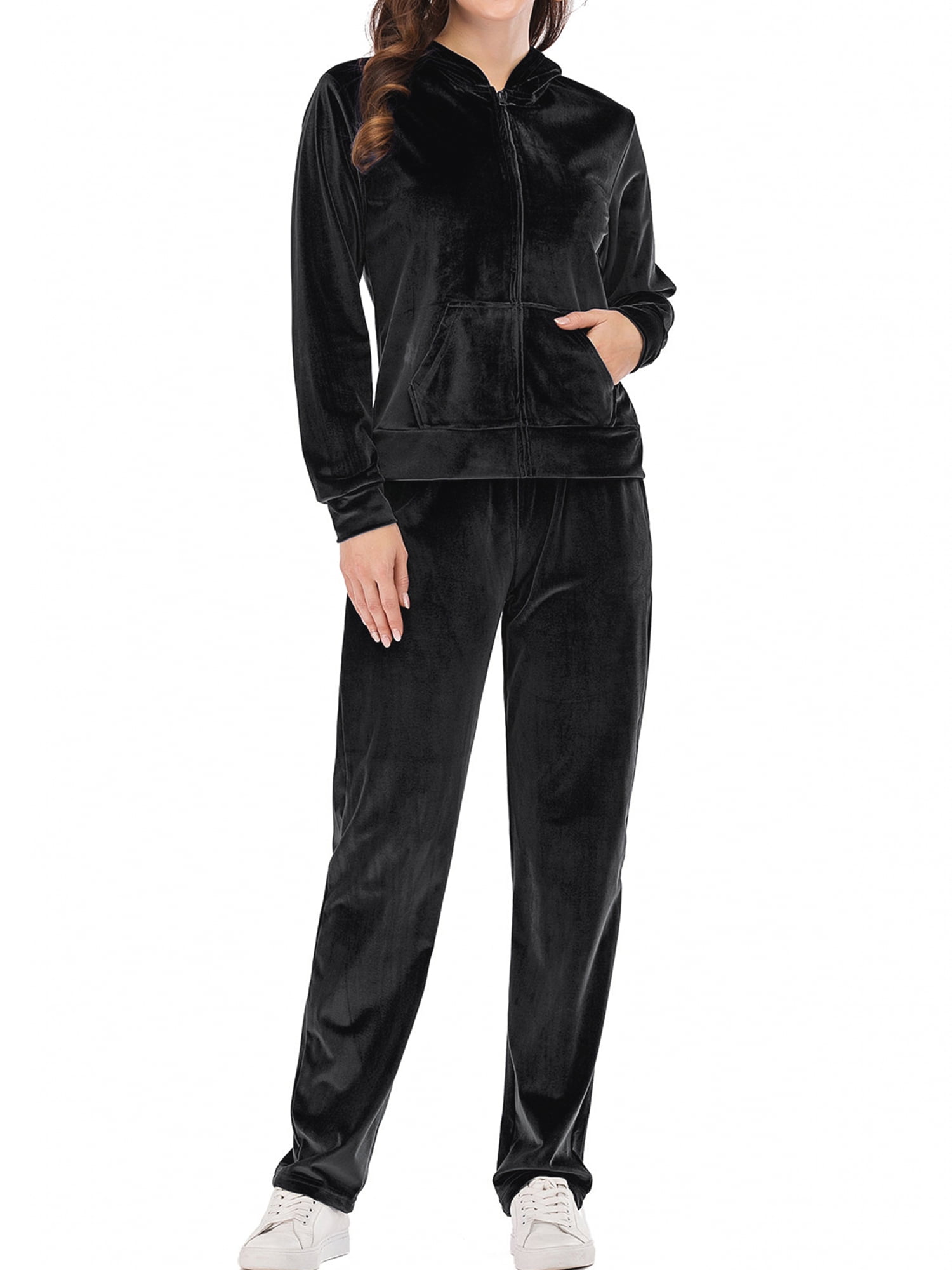 SHCKE Womens Velour Tracksuit Sets 2 Pieces Long Sleeve Sport Outfits ...