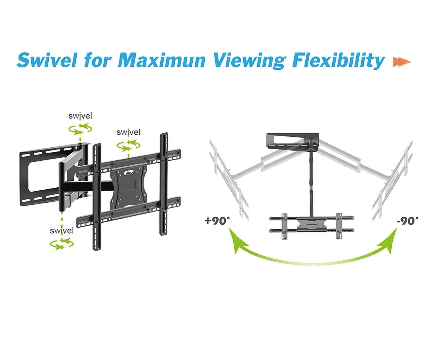 Mount Plus MP-L28-600 Long Arm Full Motion TV Wall Bracket with 29 inch Extension Articulating Arm | Fits Screen Sizes 32 to 70 Inch (29" Extension Dual Stud 32" to 70")