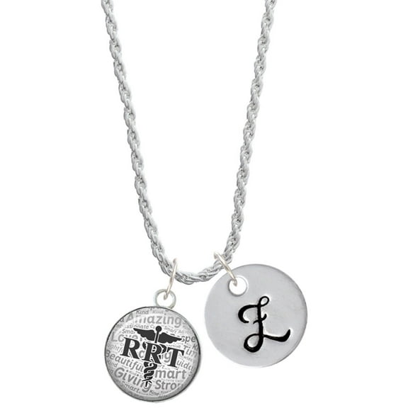 Delight Jewelry Silvertone Domed Black RRT Silvertone Script Initial Disc - Z - Charm Necklace, 20"+3"
