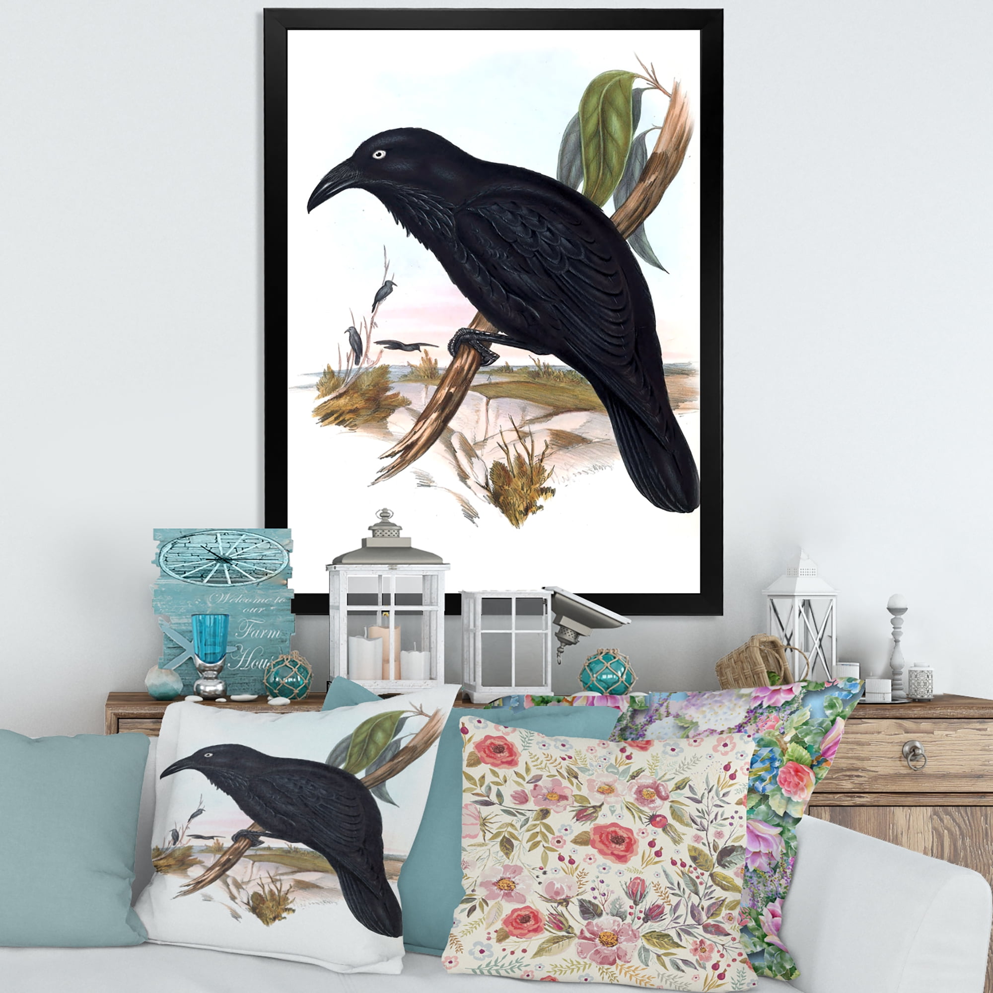 Designart 'Ancient Australian Birds VI' Traditional Framed Art Print