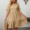 thumbnail image 6 of Horkkom Summer Dresses for Women Short Sleeve Mini Solid Color T Shirt Dress Vacation Beach Sundresses, XL-5XL, 6 of 8