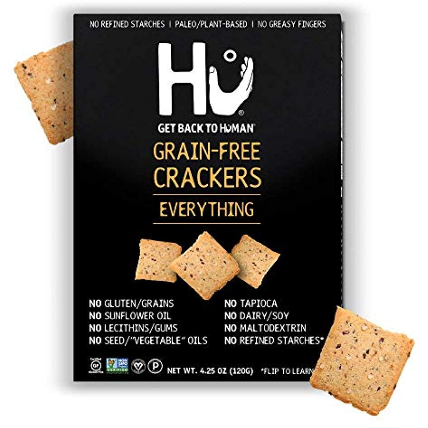 Hu Gluten Free Crackers Everything 2 Pack Keto Friendly, Gluten Free, Grain Free, Low Carb