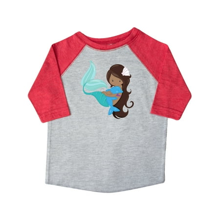 

Inktastic African American Mermaid With Brown Hair Dolphin Gift Toddler Toddler Girl T-Shirt