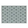 thumbnail image 1 of Airplane Cutting Board, Diagonal Stripes Travel Silhouettes Vacation Aviation, Decorative Tempered Glass Cutting and Serving Board, Small Size, Petrol Blue Black White, by Ambesonne, 1 of 1