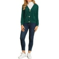 thumbnail image 2 of INSPIRE CHIC Women's Casual V Neck Long Sleeve Button Down Cardigan Sweater Green M, 2 of 6