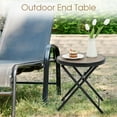 thumbnail image 3 of VibrantEcho Outdoor Side Tables - Folding Patio End Table with Tempered Glass Tabletop, Portable Bistro Coffee for Porch Yard, Balcony, Garden, Deck, Poolside, Wood, 3 of 14