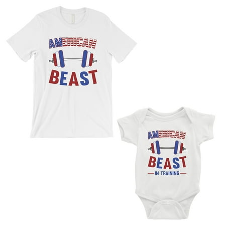 

American Beast Training Dad and Baby Matching Outfits White For Dad