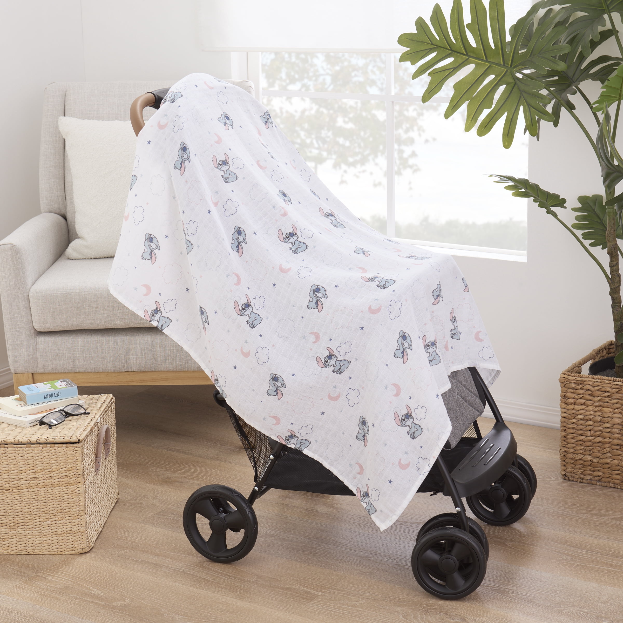 Stitch 2pk Muslin Swaddle, 100% Cotton, Blue, Infant Boy