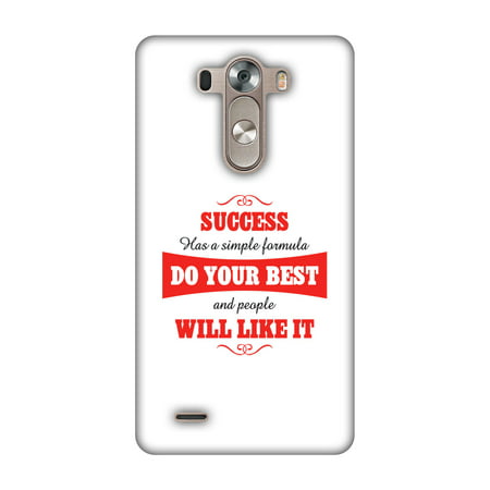 LG G3 D855 Case - Success Do Your Best, Hard Plastic Back Cover. Slim Profile Cute Printed Designer Snap on Case with Screen Cleaning
