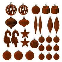 AuroraX 2025 Christmas Decorations Brown Shatterproof Plastic 28 Pcs Christmas Tree Ornaments Christmas Balls(Multi-Shape) House Hanging Decorations